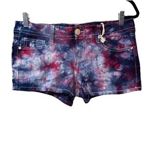 Truce Chino Shorts Womens‎ Juniors 9 Red Blue Tie-dye Cotton 4th Of July Stretch